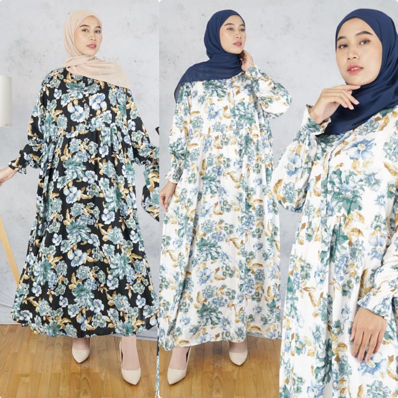 COD ATILA ORIGINAL BINTI FLOWER GAMIS JUMBO BIGSIZE LD 130 KATUN VISCOSE FIT XXXL GAMIS MUSLIM BIGSI
