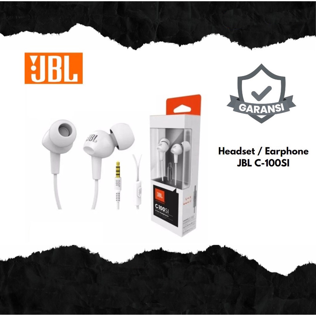 Earphone JBL C100Si Headset Original In Ear Handfree Headphones With Mic