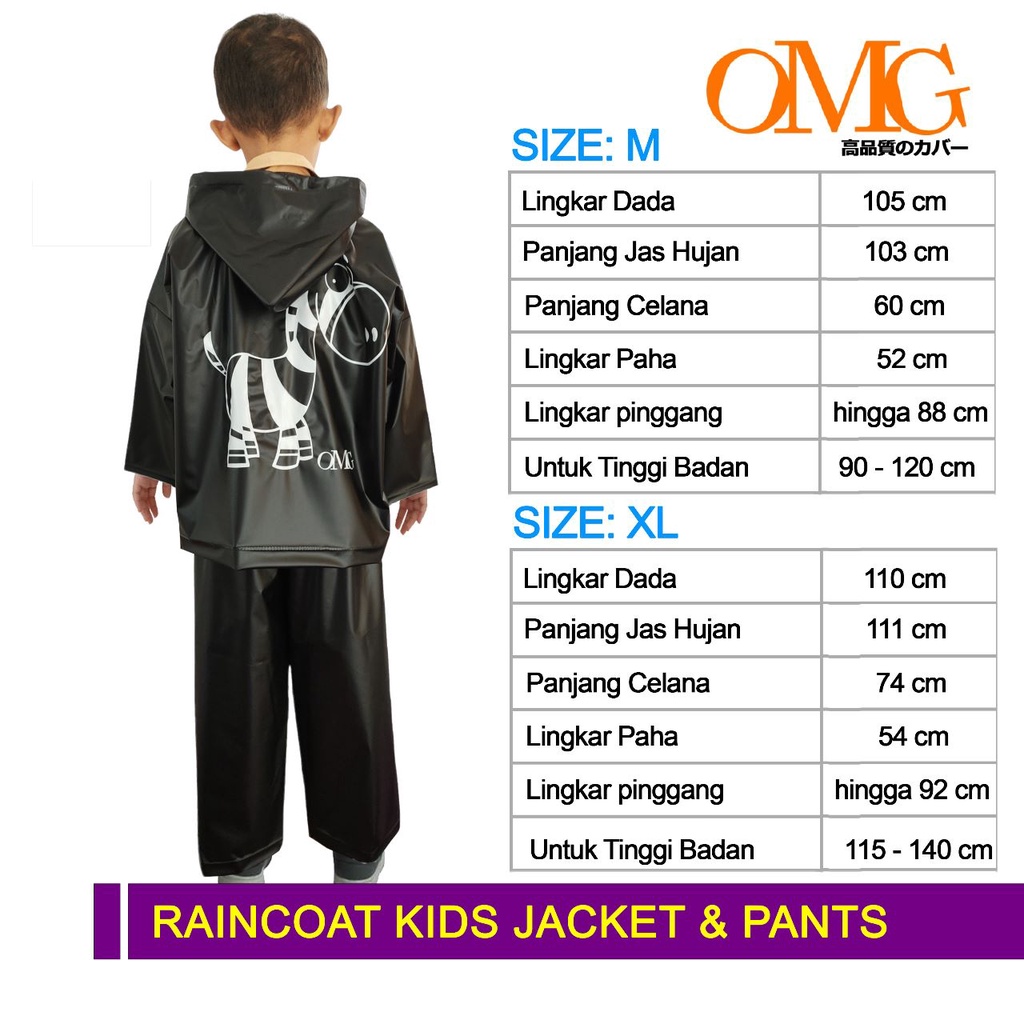 Jas Hujan Jaket Celana Anak SD SMP Raincoat kids Children Japan OMG JACKET PANTS