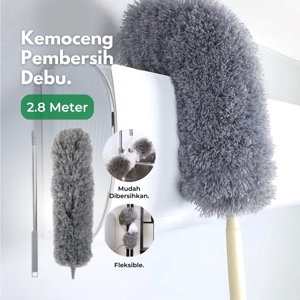 Kemoceng 2,8 Meter Warna Microfiber Magnet Debu Extendable Bisa Tekuk