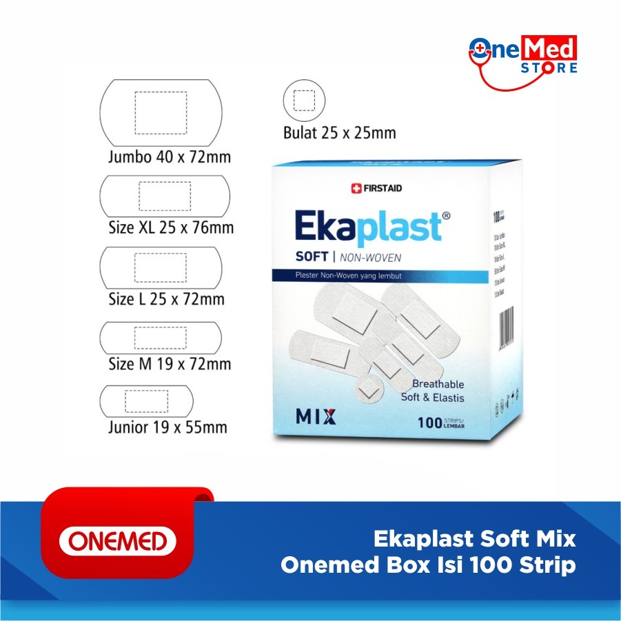 Plester Luka Non Woven Ekaplast Soft Mix Onemed Box Isi 100 Strip