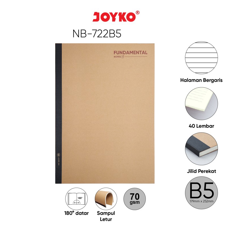 Ruled Notebook Buku Tulis Catatan Bergaris Joyko NB-722 B5 Fundamental