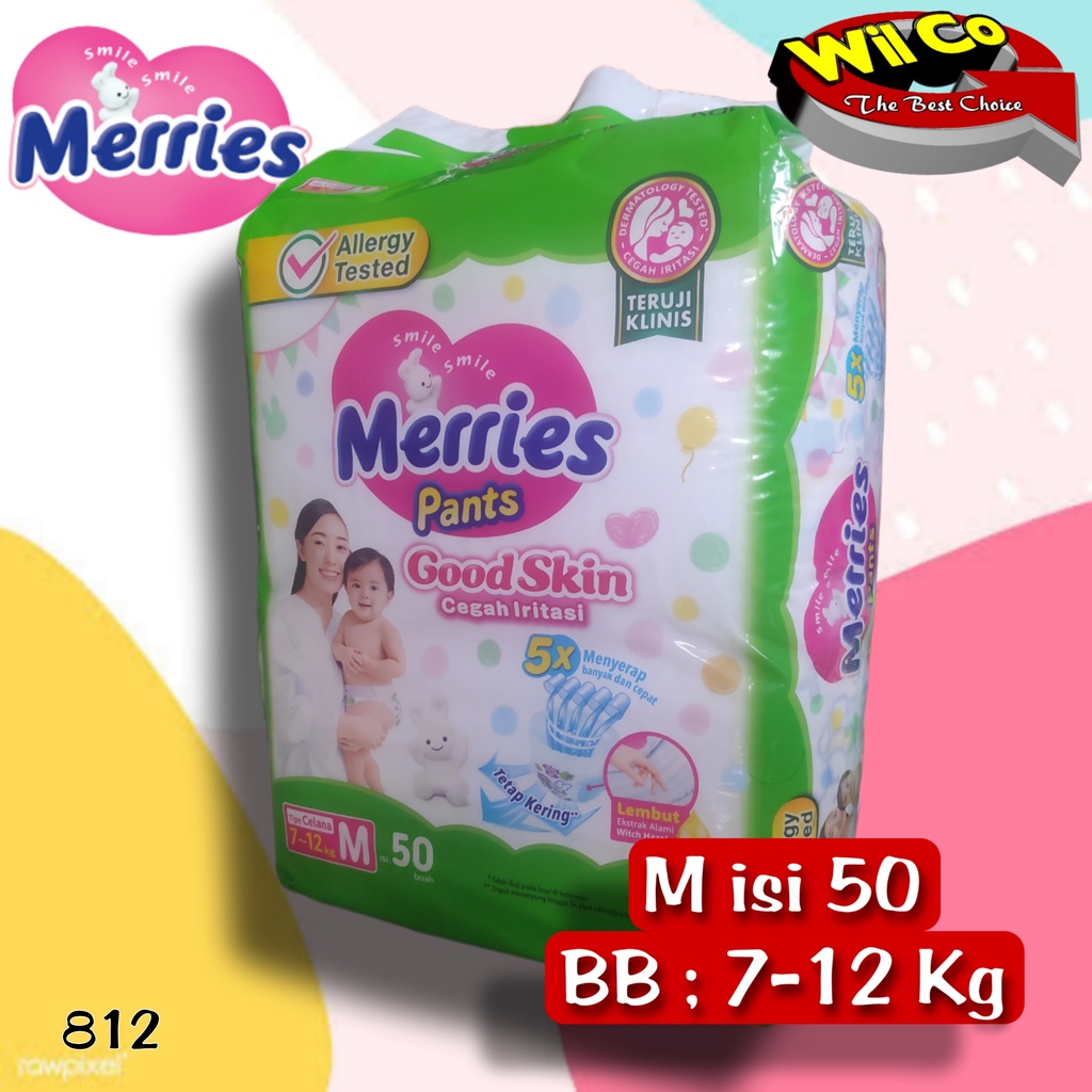 K812 - XL (26 PCS) PAMPERS POPOK BAYI UNISEX MERRIES PANTS GOOD SKIN UKURAN XL - 26 PCS