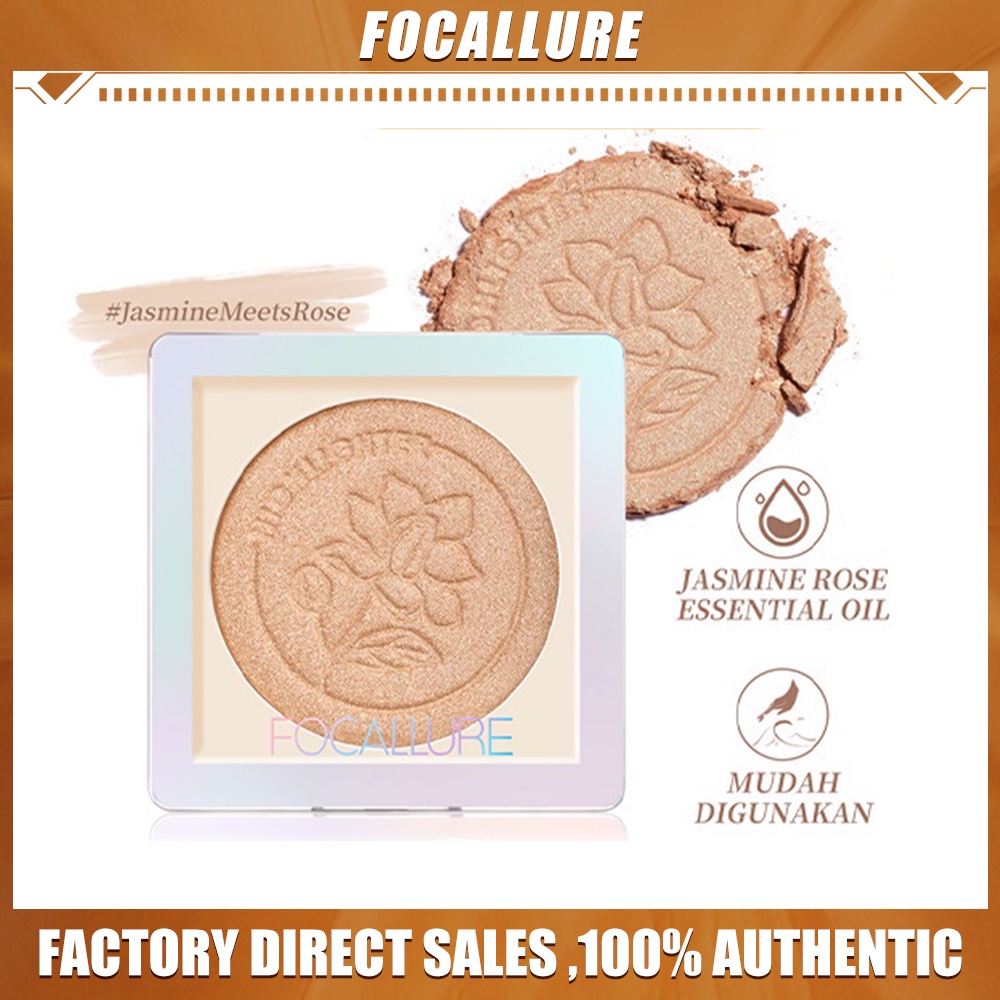 FOCALLURE #JasmineMeetsRose Make Up Blush On Cheek Lit Pressed Blush Blusher Face Highlighter Glitter Glow Bedak FA234