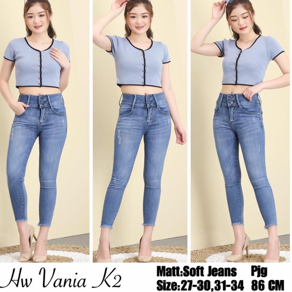 CHEKOUT CELANA JEANS WANITA HIGHWAIST VANIA K2 LIGHT BLUE / HW VANIA LIGHT BLUE