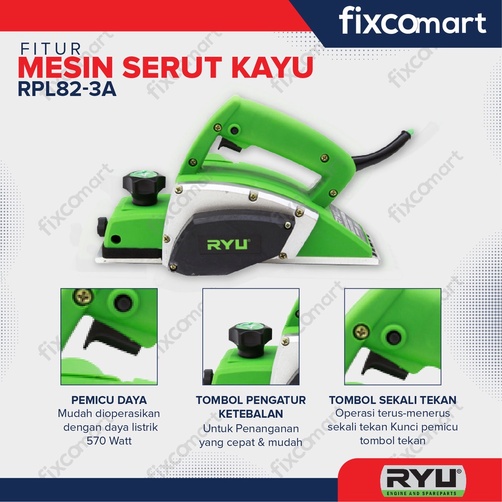 Ryu Planer / Mesin Serut Kayu Rpl 82-3A 570 W