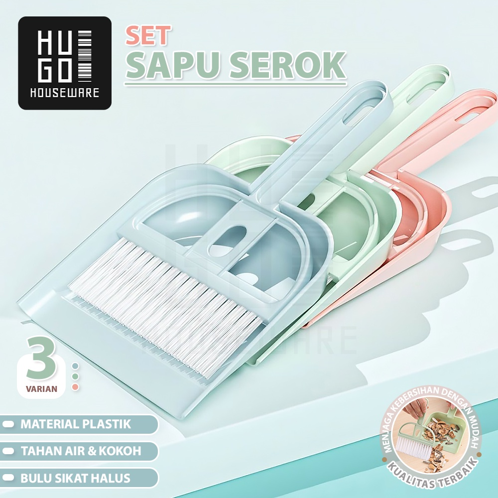 HUGO Sapu Mini Set Pengki Serbaguna Mini Dustpan Set