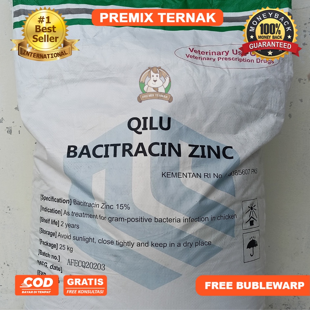 AGP AYAM BROILER - BACITRACIN ZINC 15% 1KG  - PEMACU PERTUMBUHAN AYAM PEDAGING BROILER - ANTIBACTERI GROWTH PROMOTOR - AGP AYAM