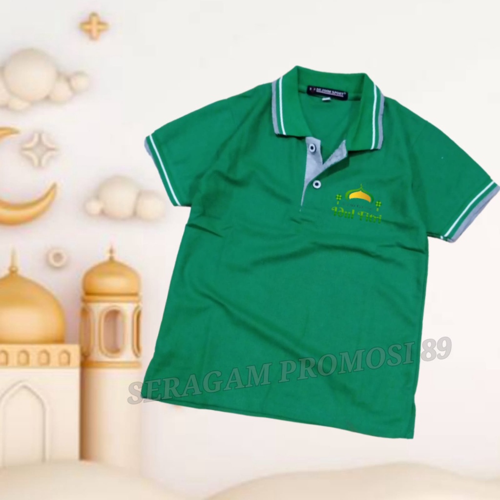 Baju Kaos Hari Raya Idul Fitri Anak Laki_laki/kaos kerah Idul Fitri Anak/Kaos Lebaran Anak-Anak