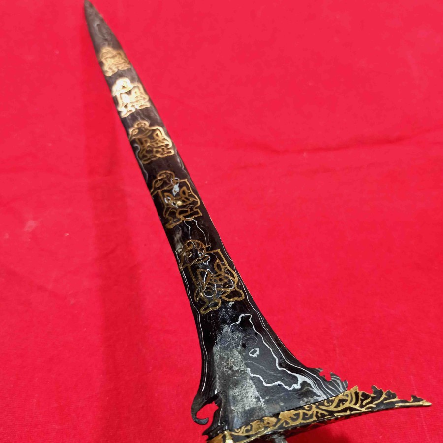 Keris Lurus Pusaka Sinom Pamor Kinatah Punokawan Unik Koleksi Pusaka