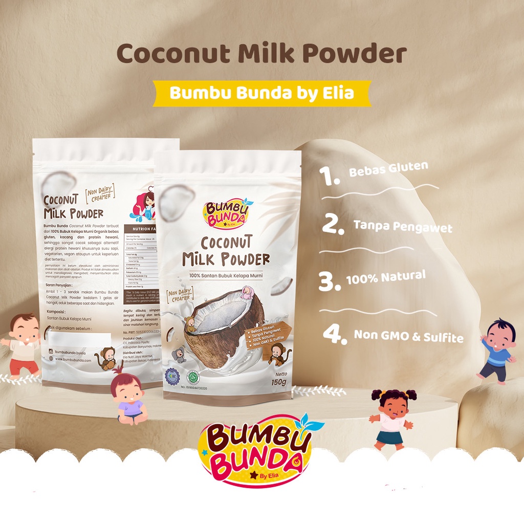 Bumbu Bunda Elia Coconut Milk Powder / Santan MPASI Anak / BB Booster MPASI / Santan Organik / Lemak MPASI Bayi
