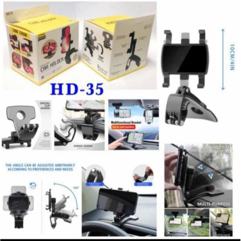 car holder 3 in 1 holder mobil dashboard holder jepit hd35  terbaru kencang