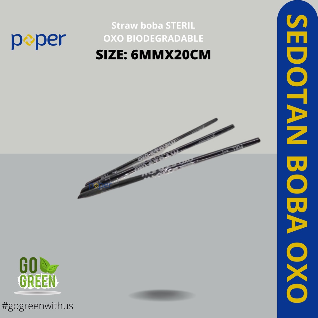 SEDOTAN BOBA OXO BIOGRADBLE SIZE 6MMX20CM | STRAW BUBBLE BOBA STERIL WARNA HITAM | SEDOTAN PLASTIK R