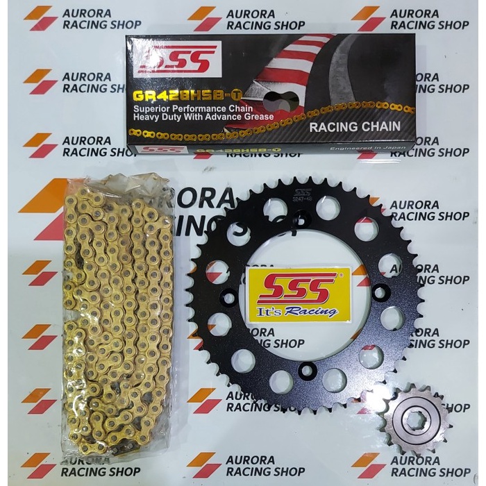 Gear Set Sss Black Klx 150 / D Tracker 150 & Rantai Sss 428 Hsbt Gold #Original