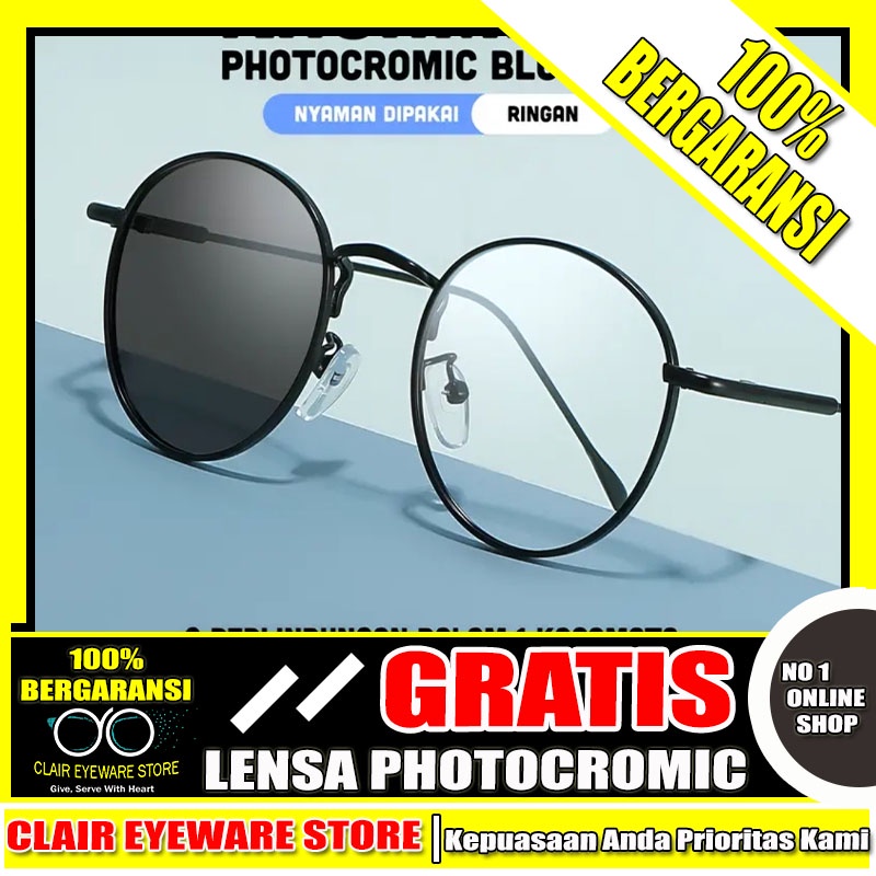 Clair Eyeware CO 98 Optik Melawai Frame Kacamata Metal Blueray Photocromic Anti Radiasi Hp Komputer 