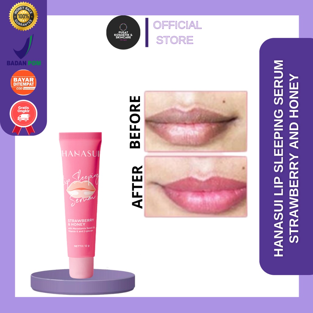 HANASUI LIP SLEEPING SERUM STRAWBERRY AND HONEY 12 GRAM BPOM