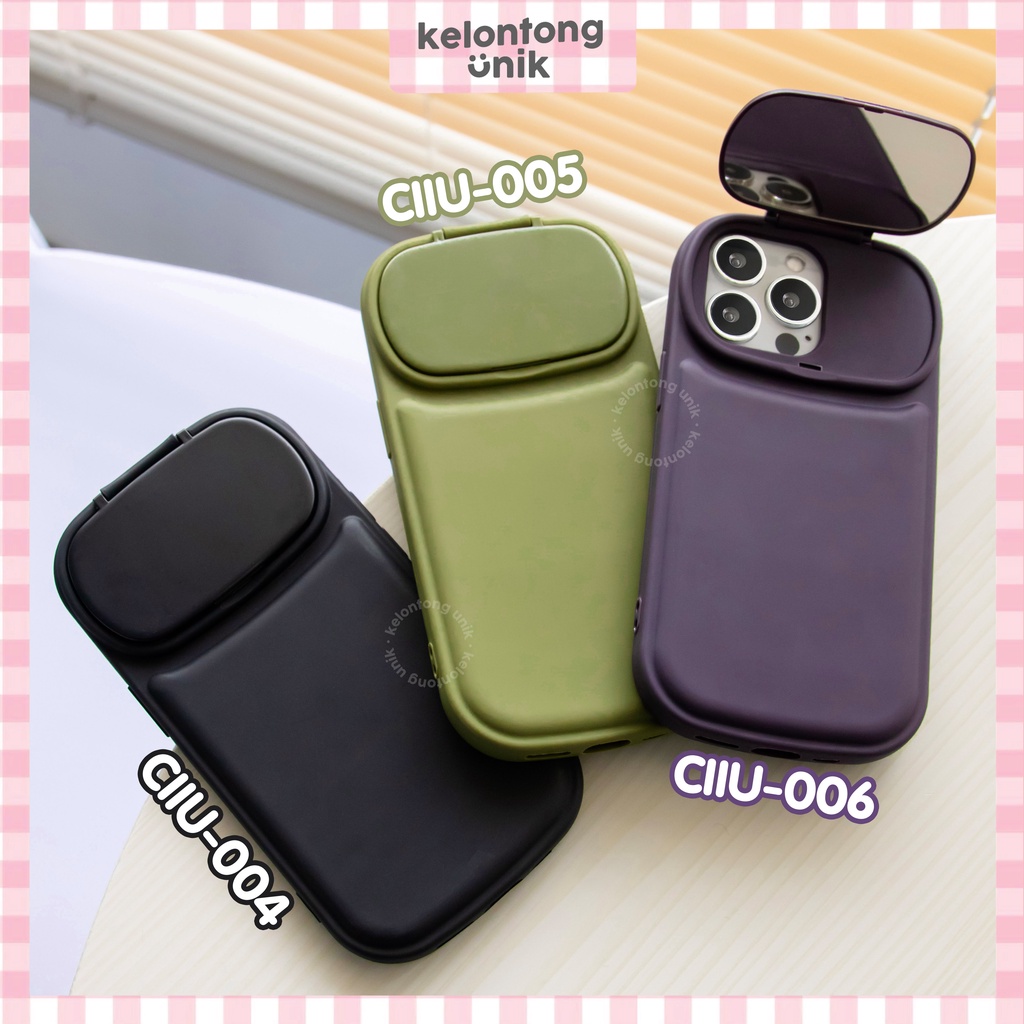 (Seri 2) For iPhone - Pastel Chubby Flip Mirror Shockproof Case