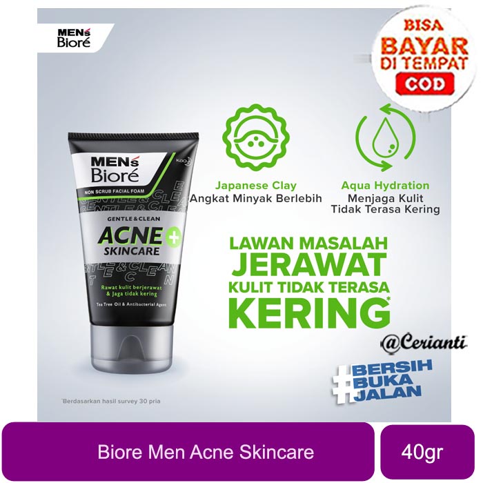 [40 GR - KEMASAN BARU MEN'S OIL BUSTER] MEN'S BIORE FACIAL FOAM ACNE SKINCARE - OIL BALANCE - 40GR_Cerianti