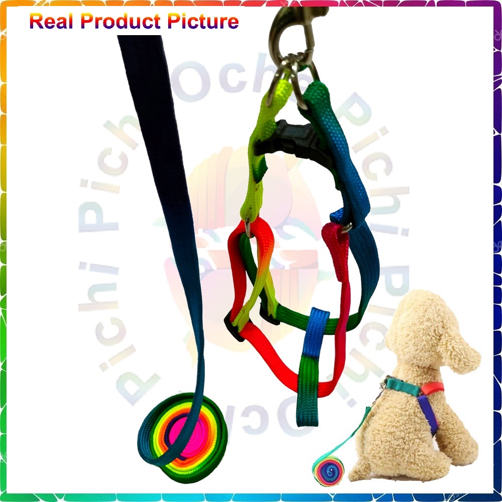 1 set Harnes Rainbow + Tali utk Tuntun Anjing Kucing Body Leash