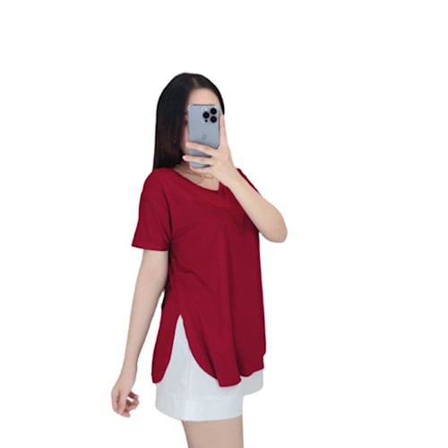 Kaos Wanita Lengan Pendek Kaos Rib Lengan Pendek Atasan Kaos Wanita Lengan Pendek Kaos Belah Polos K