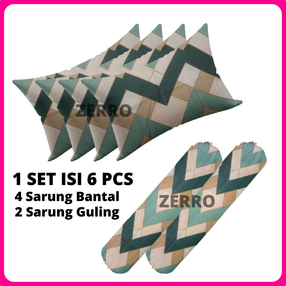 4 SARUNG BANTAL + 2 SARUNG GULING ISI 6 PSC SARUNG BANTAL DAN SARUNG GULING AESTHETIC MOTIF TERLENGK