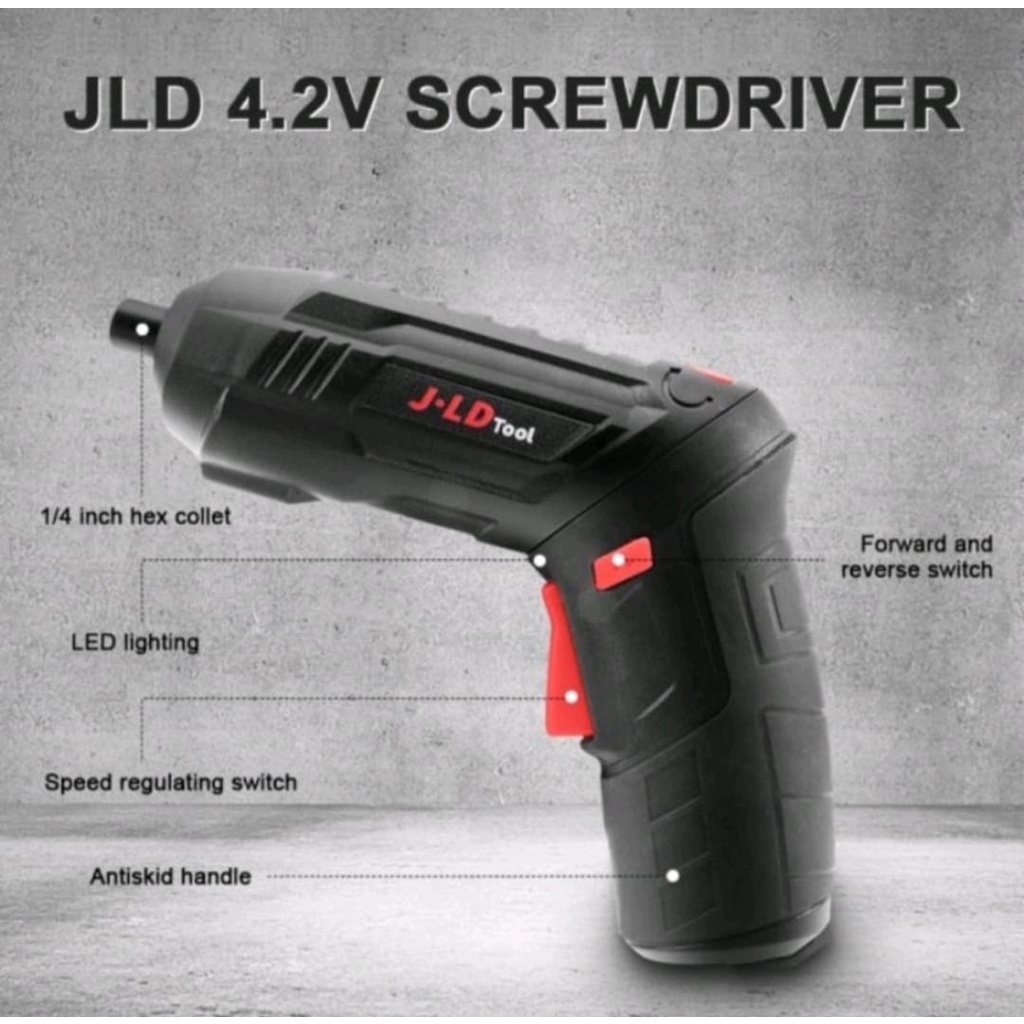 Cordless Screwdriver JLD 4,2V Mesin Bor Obeng Baterai 4,2 V JLD TOOLS