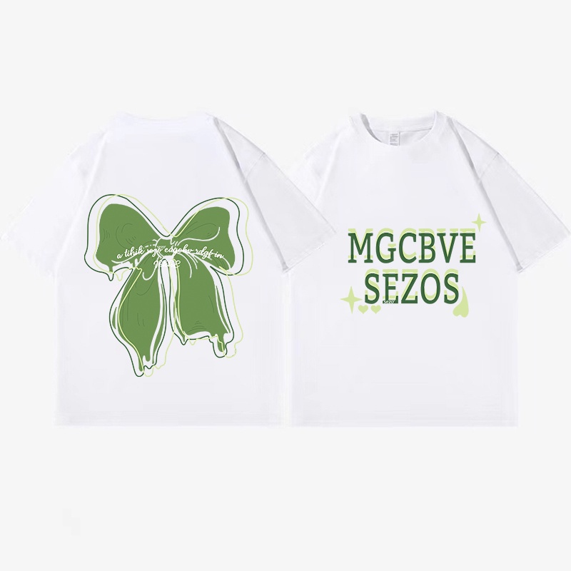 American Vintage  Letter Pattern Double -sided flower printing Overszie T-shirt baju kaos wanita/kaos puith