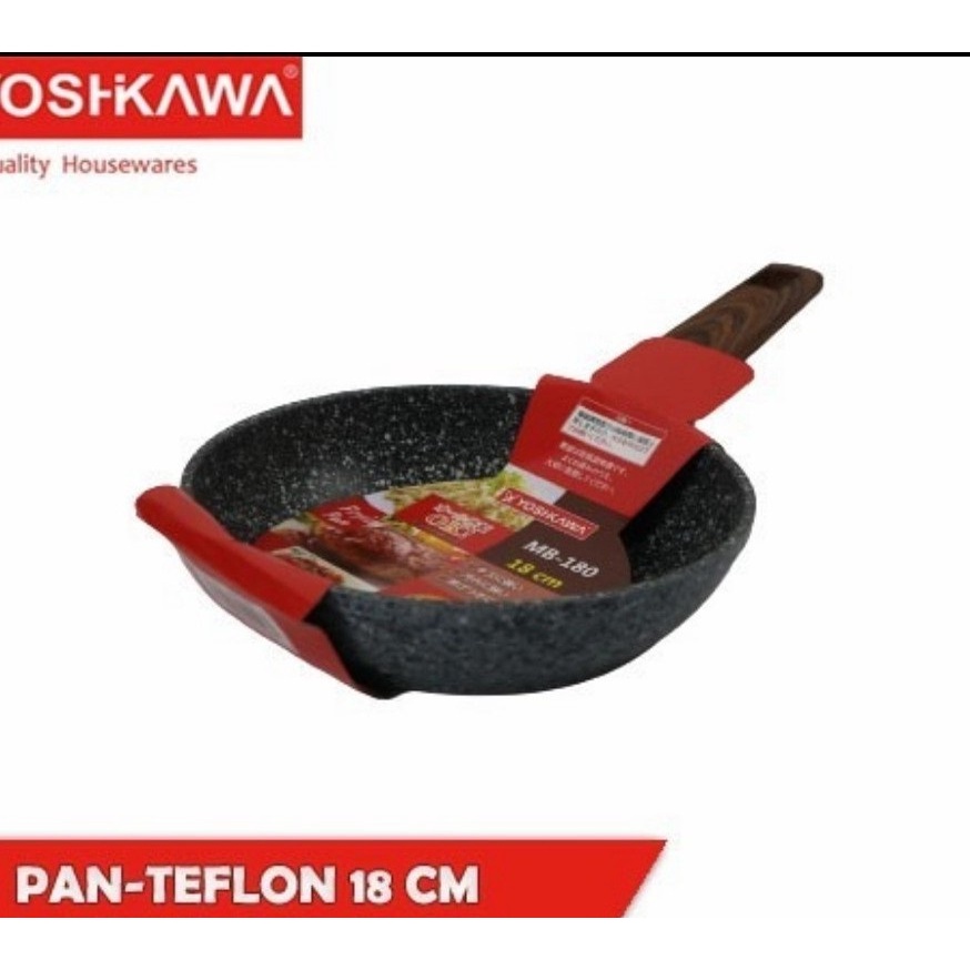 Fry Pan Marble Pan Teflon Panci Wajan Keramik Gagang Kayu YOSHIKAWA