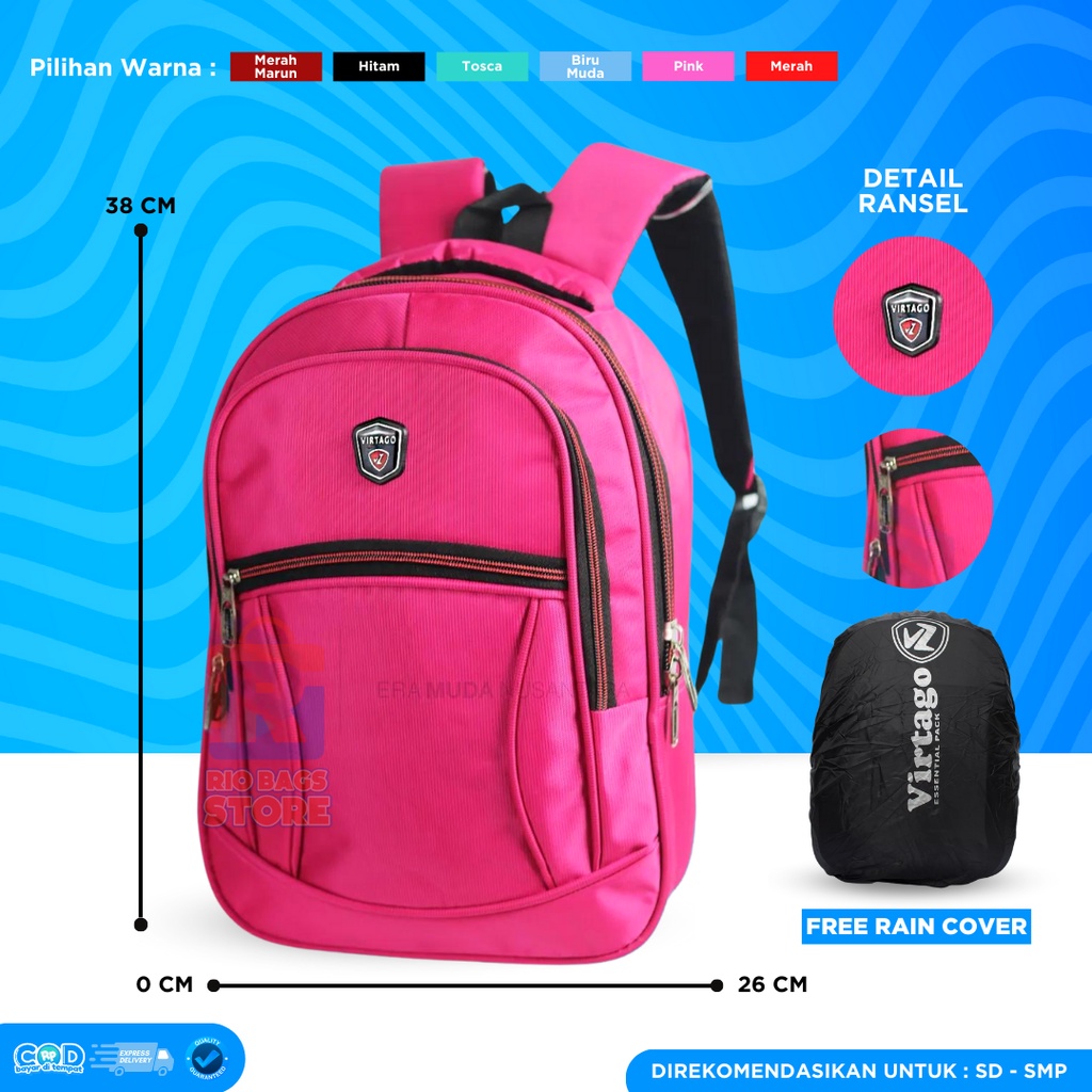 Tas Ransel Virtago/Tas Sekolah TK-SD-SMP/Tas Laptop Unisex