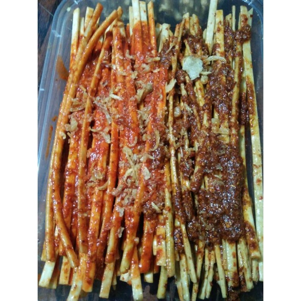 

Mie lidi gepeng 2 rasa (mix) 200 gram bumbu basah