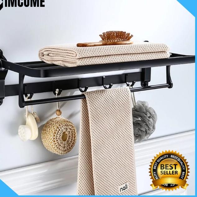 ★ IMCOME Rak Dinding Gantungan Handuk Kamar Mandi 2 Susun Serbaguna Tempat Penyimpanan Handuk Kamar 