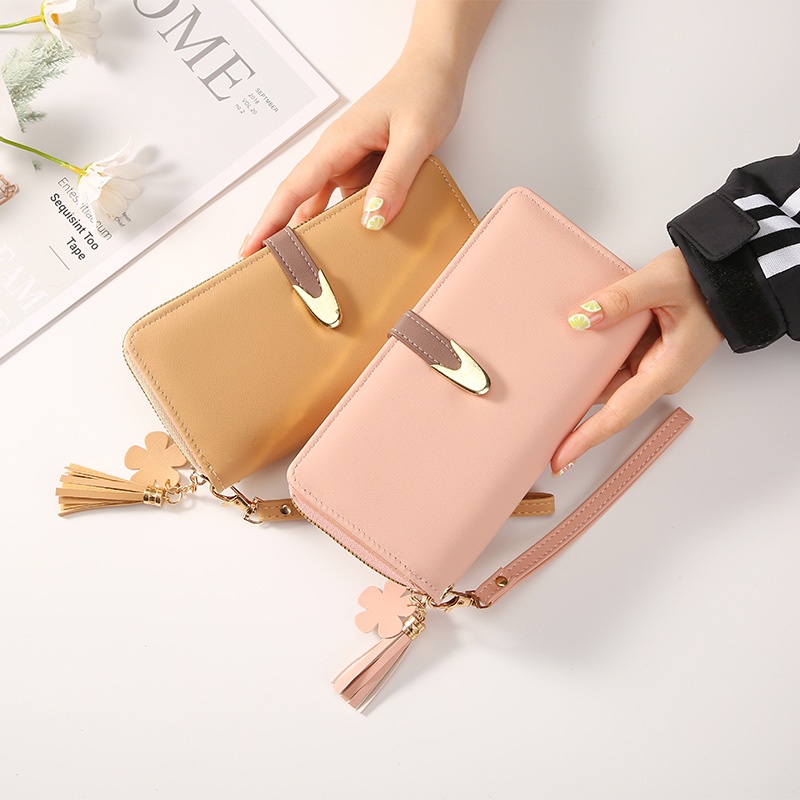 ASIN829 Dompet wanita long zipper fashion coin wallet fashion wallet multifungsi folding wallet JJ-912 imported thin type ladies folding wallet Dompet tombol panjang