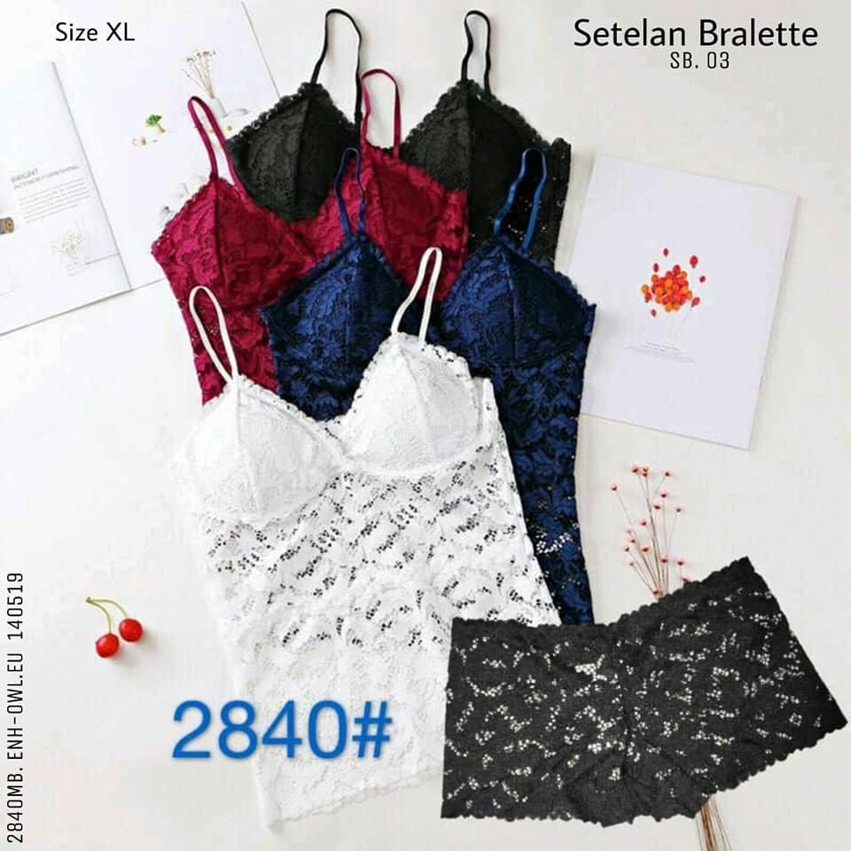 PROMO TERBARU Kamisol 2840 Padded Rendah Cantik BH SATUAN DAN CD BARANG IMPORT Hiasan Renda Cantik Warna Polos / Tanktop Wanita Renda + CD Tangtop BISA COD