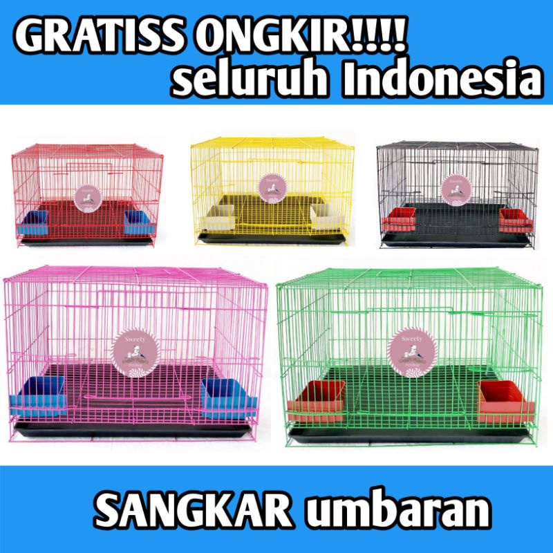 SANGKAR BURUNG KUCING KELINCI AYAM UKURAN 60X40X40 CM KANDANG UMBARAN KOTAK BESI