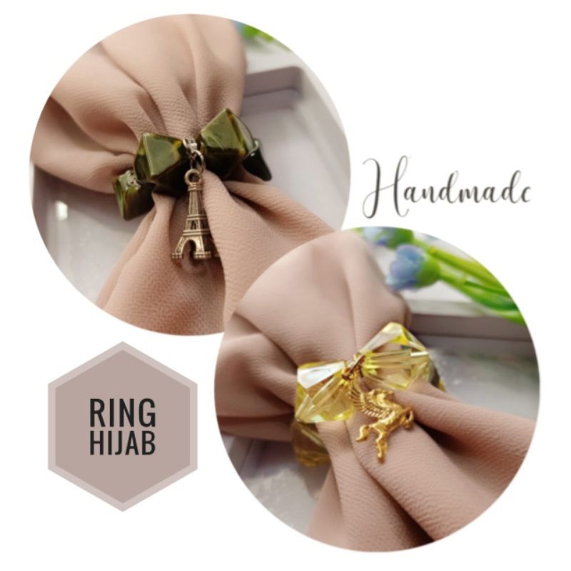 Paket Hemat Ring Hijab Tinggal slup I Aksesoris Hijab | Pin hijab segi 4 |  Bros hijab