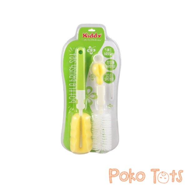 Kiddy Bottle Brush Set 4in1 Sikat Sponge Botol dan Dot Bayi Isi 4pcs Naoki WHS