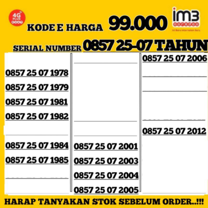 Nomor cantik indosat tahun