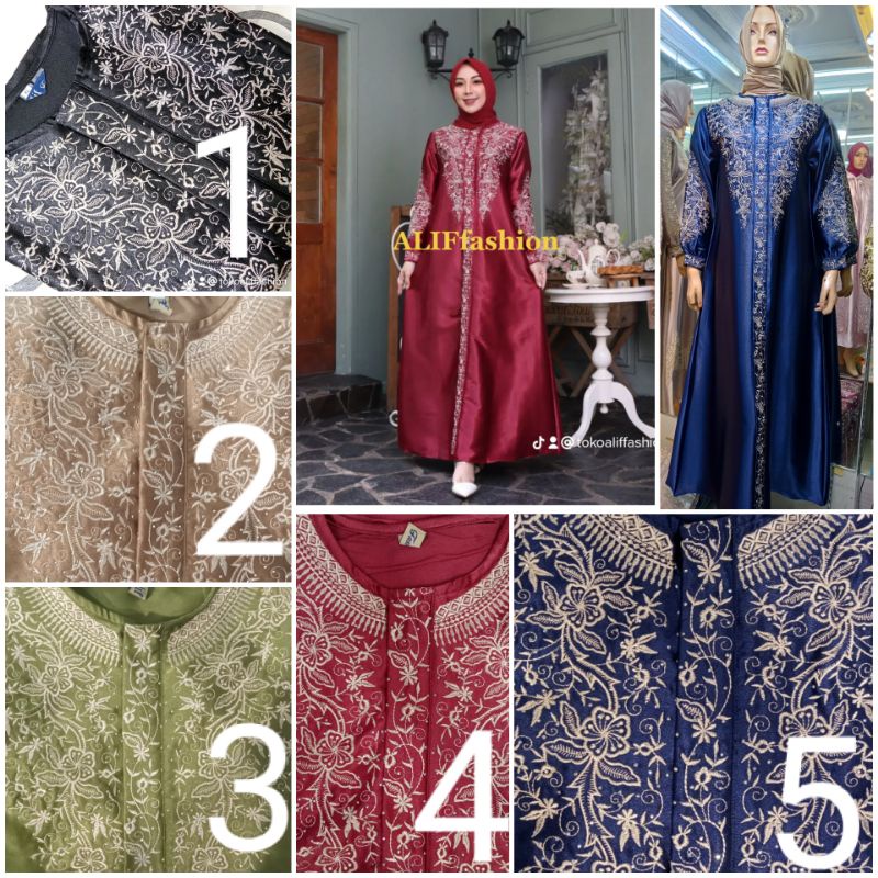 Gamis Bordir Mewah dan Elegan dengan Kristal Alif, Bahan Lembut untuk Acara Pesta