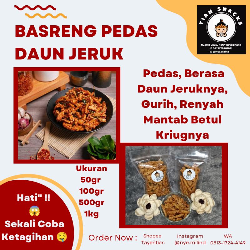 

BASRENG DAUN JERUK PEDAS ISI 100gram-500gram/ BASO GORENG / BASRENG PEDAS/BASRENG KERING CABE ASLI
