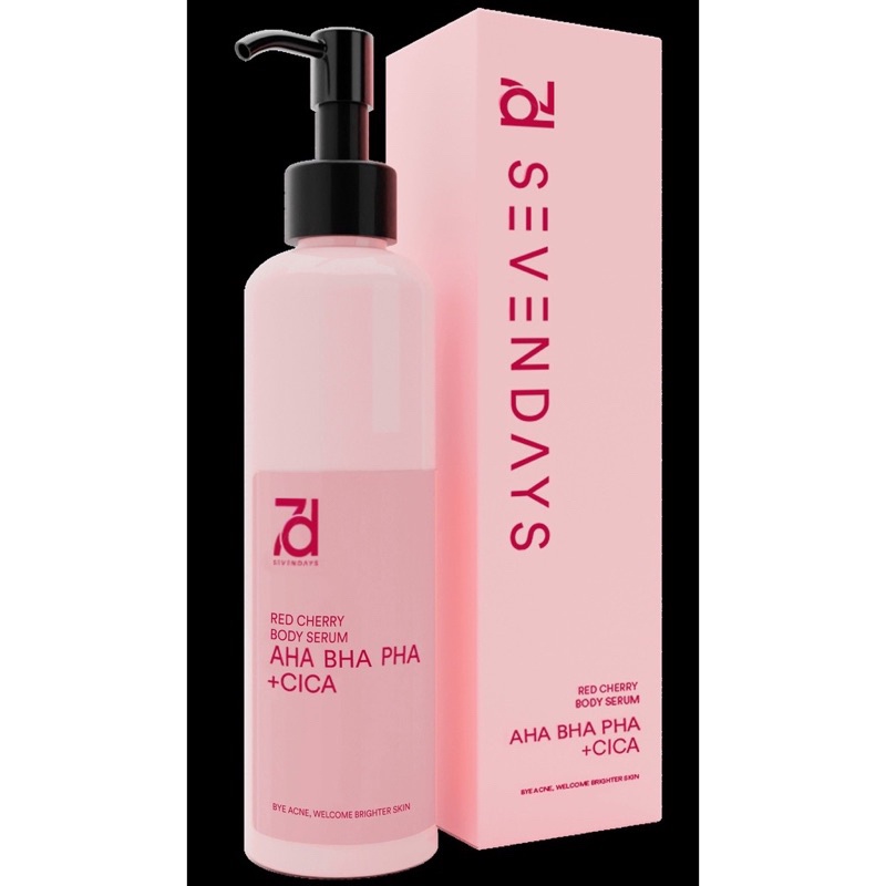 (MITRA) Seven Days Red Cherry Body Serum PINK 250ML ( 7DBS Red Cherry ) Body Lotion Wangi Tahan Lama/Body Serum AHA BHA PHA