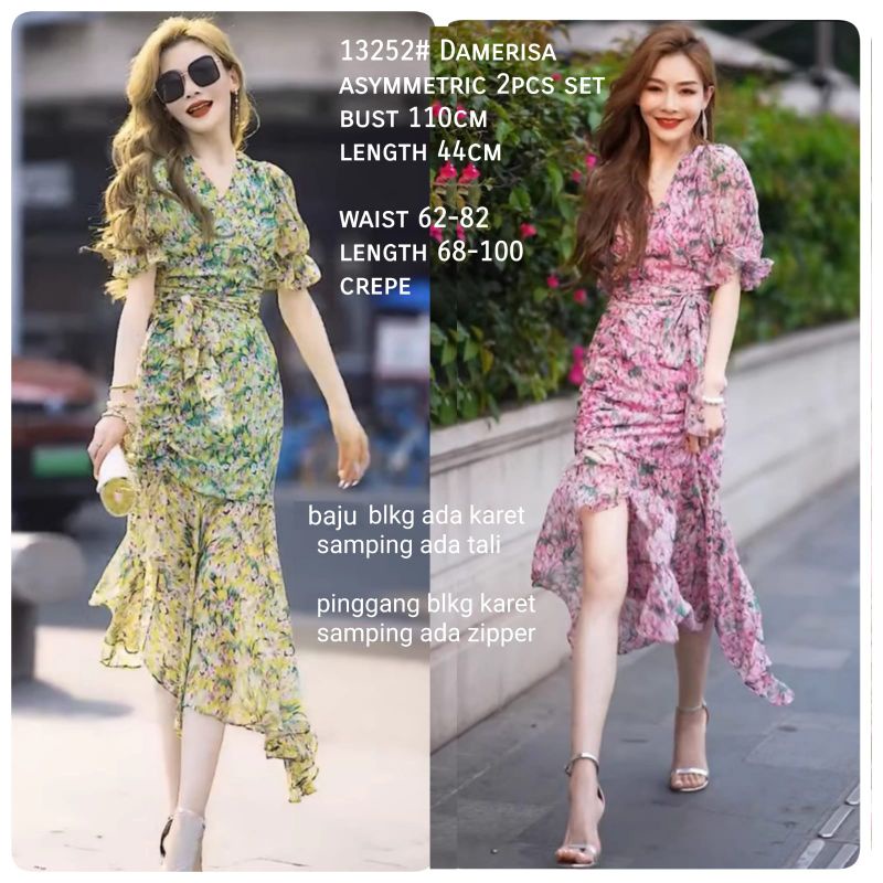 MDLV ~ 13252# Damerisa Asymmetric 2pcs Set Flower korea import