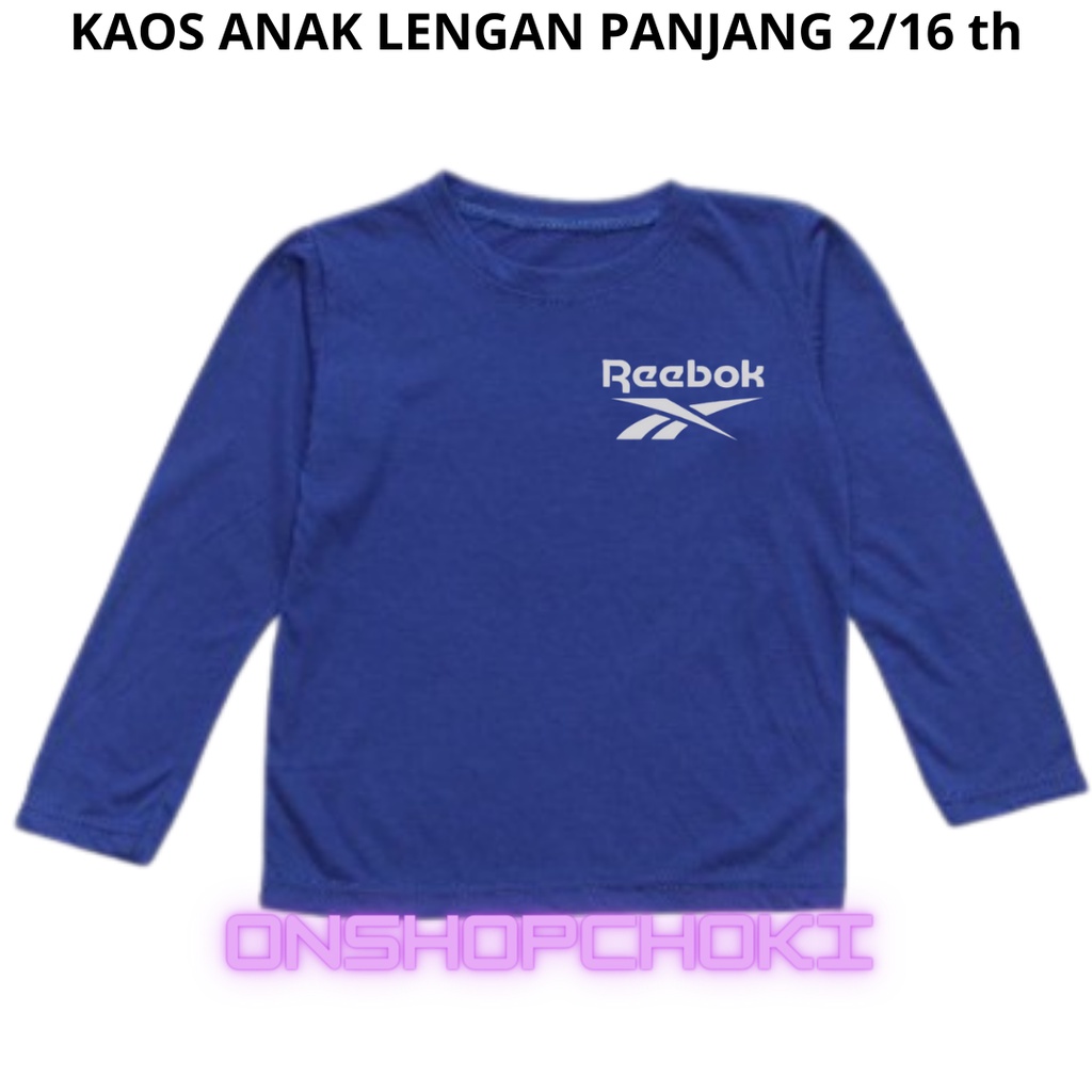 KAOS ANAK LENGAN PANJANG LOGO rebuk UNISEX USIA 2/16 TH CEWEK/COWOK COTTON COMBED