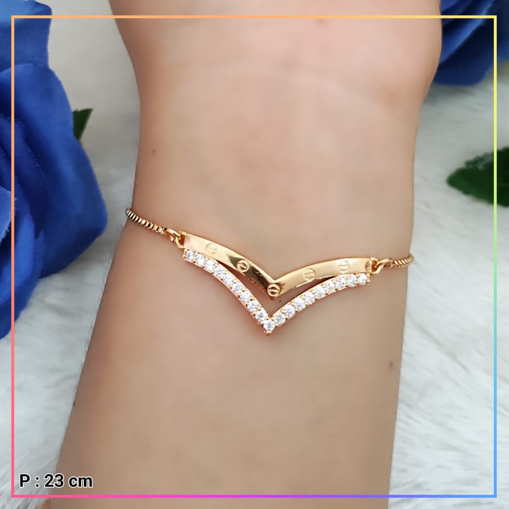 Gelang xuping gelang dewasa serut permata cantik perhiasan lapis emas GL 349