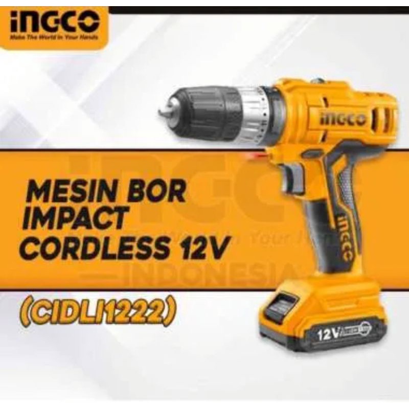 MESIN BOR IMPACT CORDLESS 10MM 12V CIDLI1222 INGCO