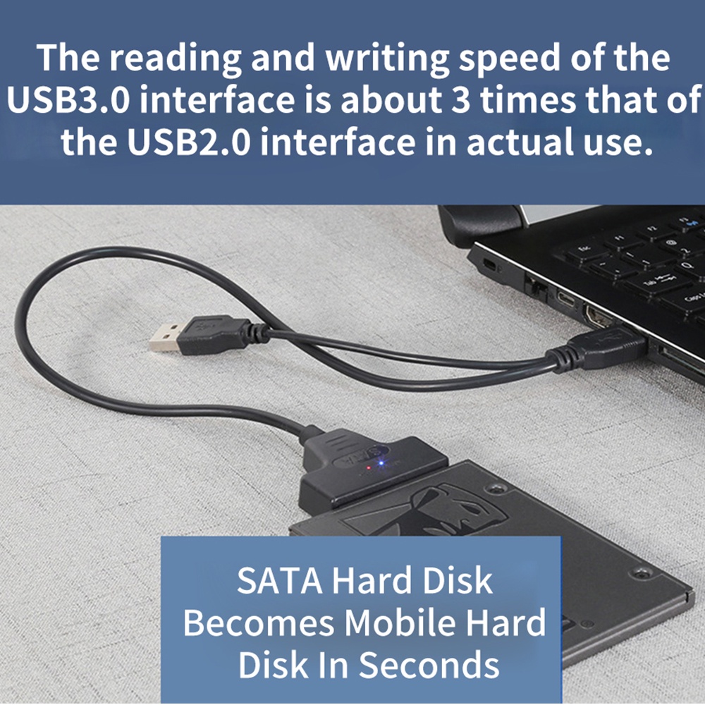 Actual【COD】Adapter Converter Hard Disk SATA to USB3.0/2.0 untuk HDD 2.5/3.5Inch SSD Converter USB to SATA(22pin)