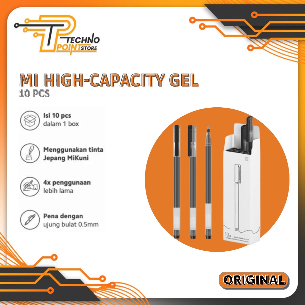 

MIJIA GEL PEN 10 Pcs - Mi High Capacity GelPen (10-Pack) Pulpen Pena