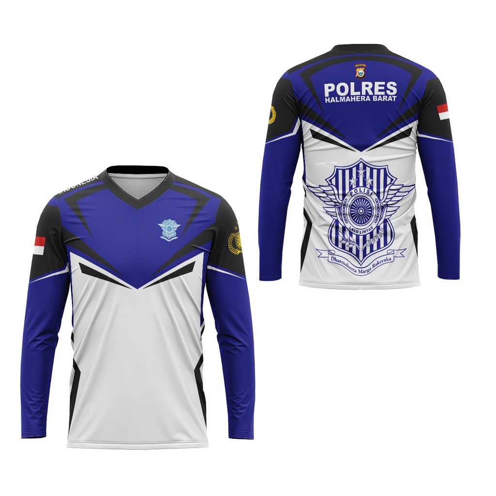Utamamedia - Kaos Lengan Panjang POLANTAS POLRES HALBAR Kerah V-Neck