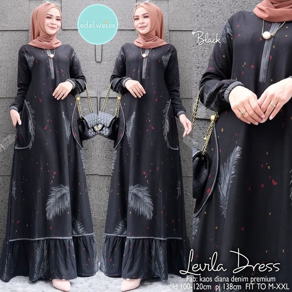 DRESS MUSLIM JUMBO XXXL LD 110CM MELAR SAMPAI LD 120CM BAHAN DIANA DENIM TEBAL MELAR MENYERAP KRINGAT TIDAK PANAS WARNA HITAM GAMIS MUSLIMAH TERBARU LEBARAN JUMBO BUSUI REMAJA MAURINE JUMBO MAXY LEVILA MAXY DRES HITAM JUMBO MURAH GROSIR LEBARAN TERBARU