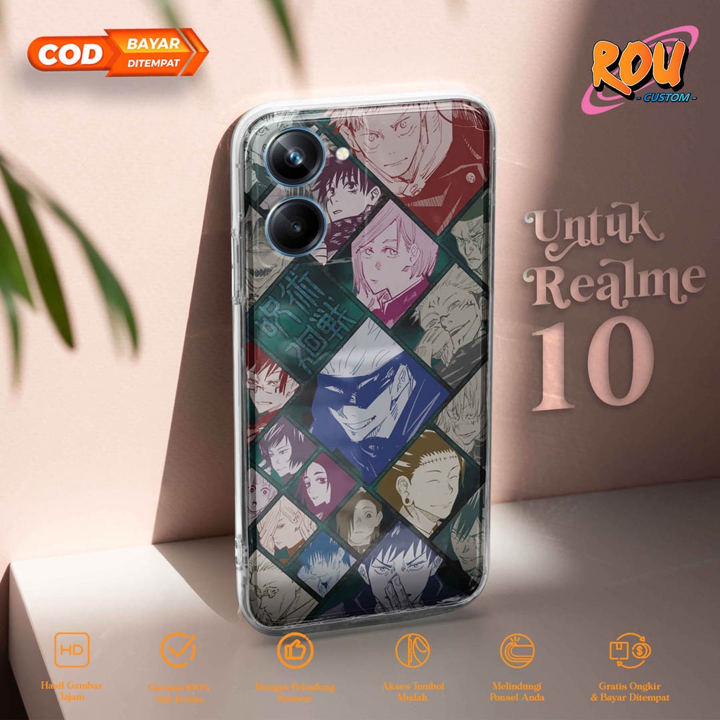 Case Realme 10 4G 8 8 PRO 4G 8I 8 5G 9 4G 9 PRO+ Rou Custom [ Anime Jujutsu ] Casing Hp Aesthetic Ke
