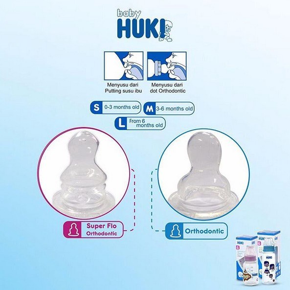 Baby Huki  Bigger Flo Othodontic Silicone Nipple Isi 2 Pcs